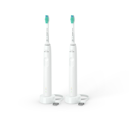 Philips Sonicare S3100 HX3675/13 elektromos fogkefe, dupla csomag, fehér + fehér