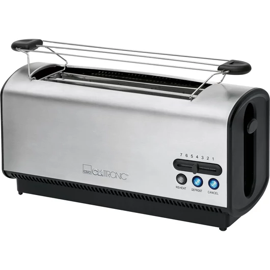 Clatronic TA 3687 inox négyszeletes hosszú nyílású kenyérpirító inox színben