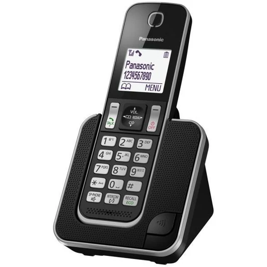 Panasonic KX-TGD310PDB vezeték nélküli dect telefon kihangosítható fekete színben