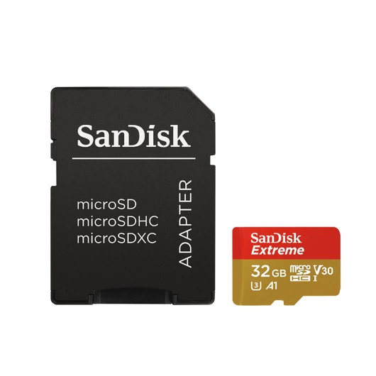 SANDISK MICROSD EXTREME KÁRTYA 32GB, 100MB/s CL10 UHS-I, V30, A1