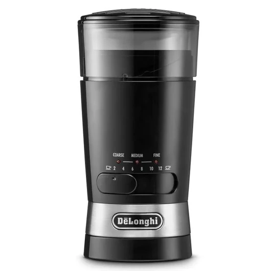 DeLonghi KG210 Kávédaráló, 170W, 90g, Fokozat beállítás, Mennyiségjelző, Fekete
